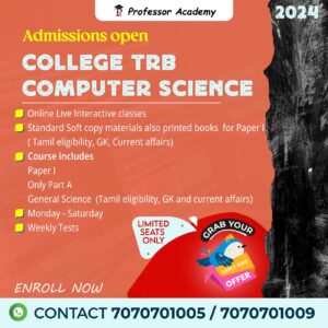 College TRB CS Computer Science Online Classes 2024 Professor Academy Chennai