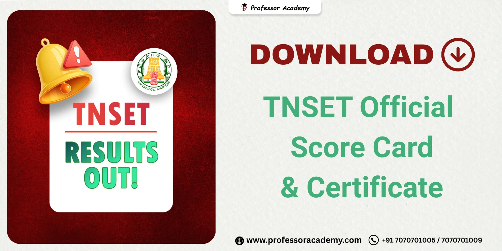 TNSET Official Score Card and Certificate
