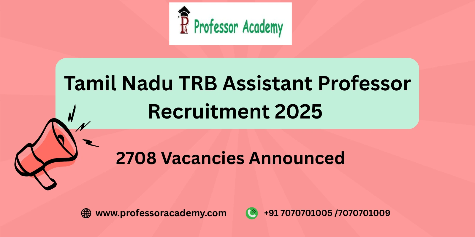 TN TRB Assistant Professor Recruitment 2025 | 2708 Vacancies