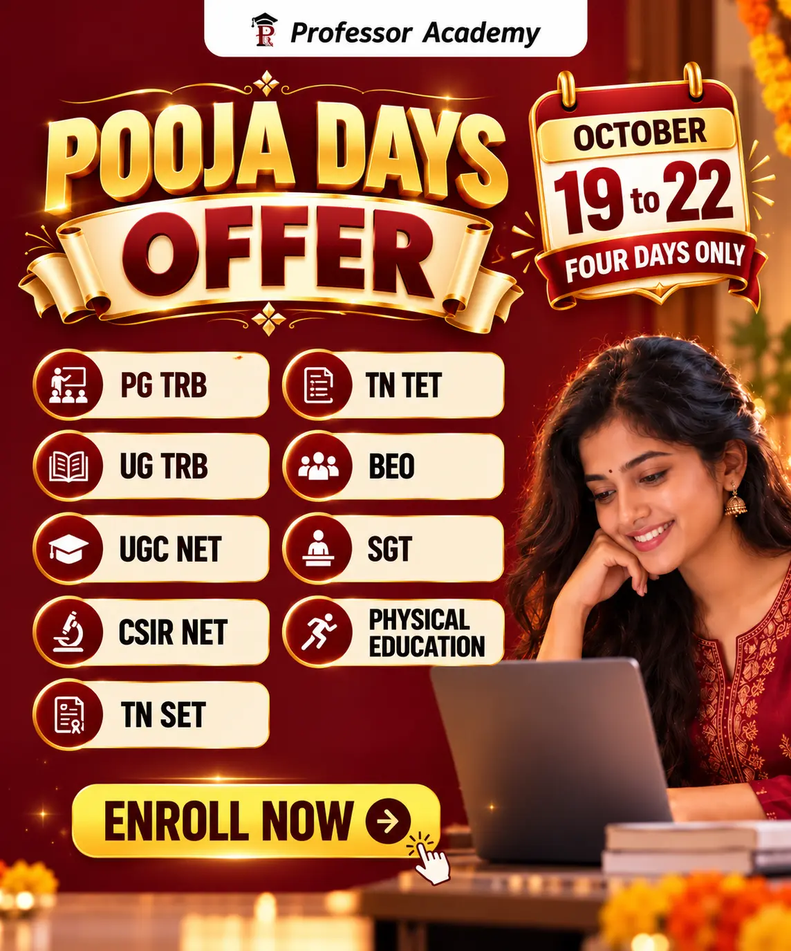 Professor Academy Pooja Days Offer Popup