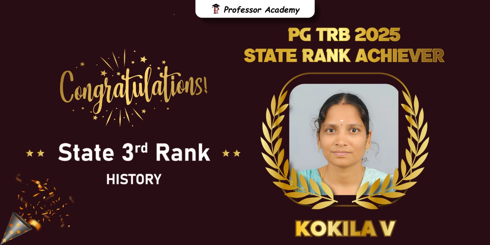 Kokila – PG TRB 2025 History State Rank 3