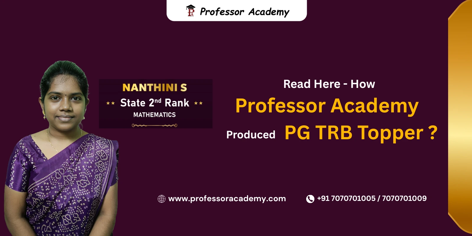 Nandhini - PG TRB Maths - State 2nd Rank