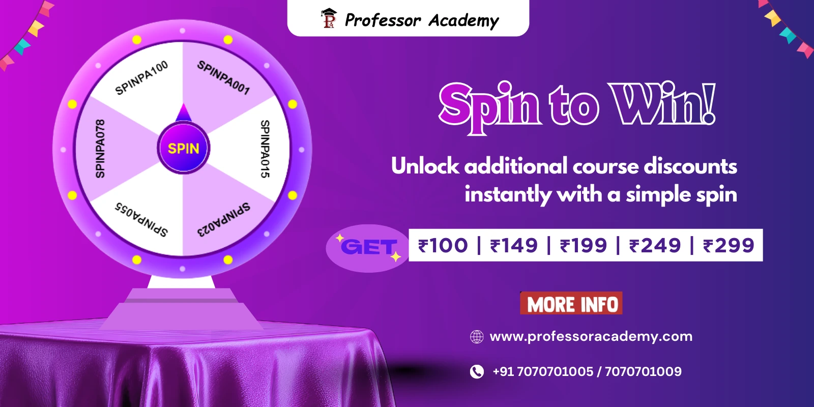 Spin to Win Course Discounts at Professor Academy