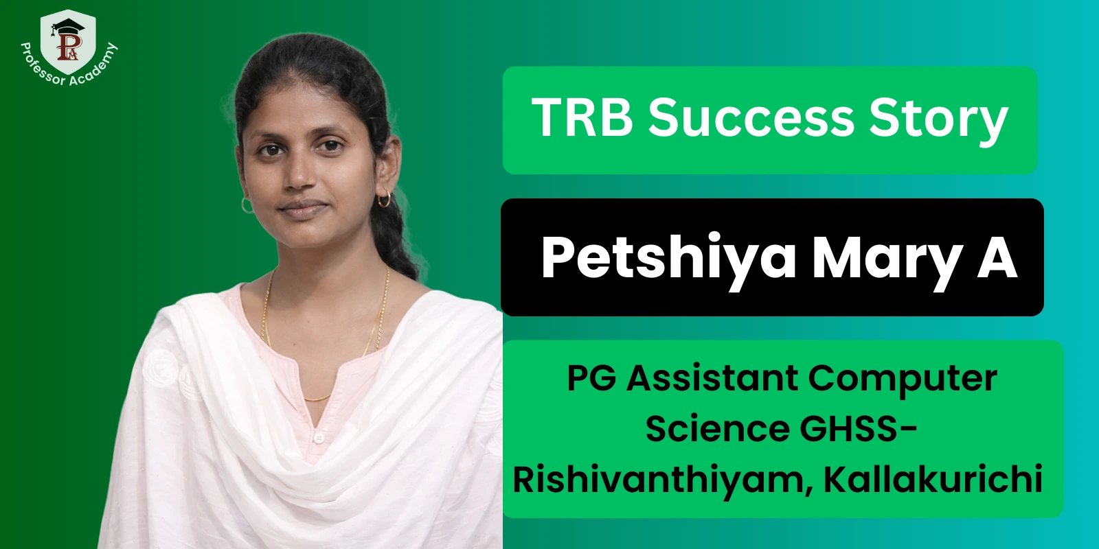 TRB Computer Science Acheiver - Petshiya Mary A