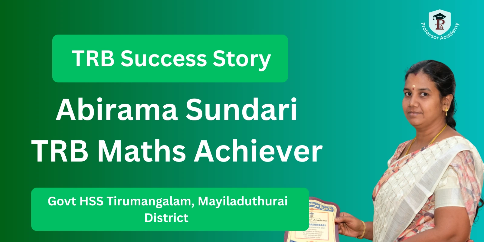 Success Story of Abirama Sundari: PG Assistant Mayiladuthurai