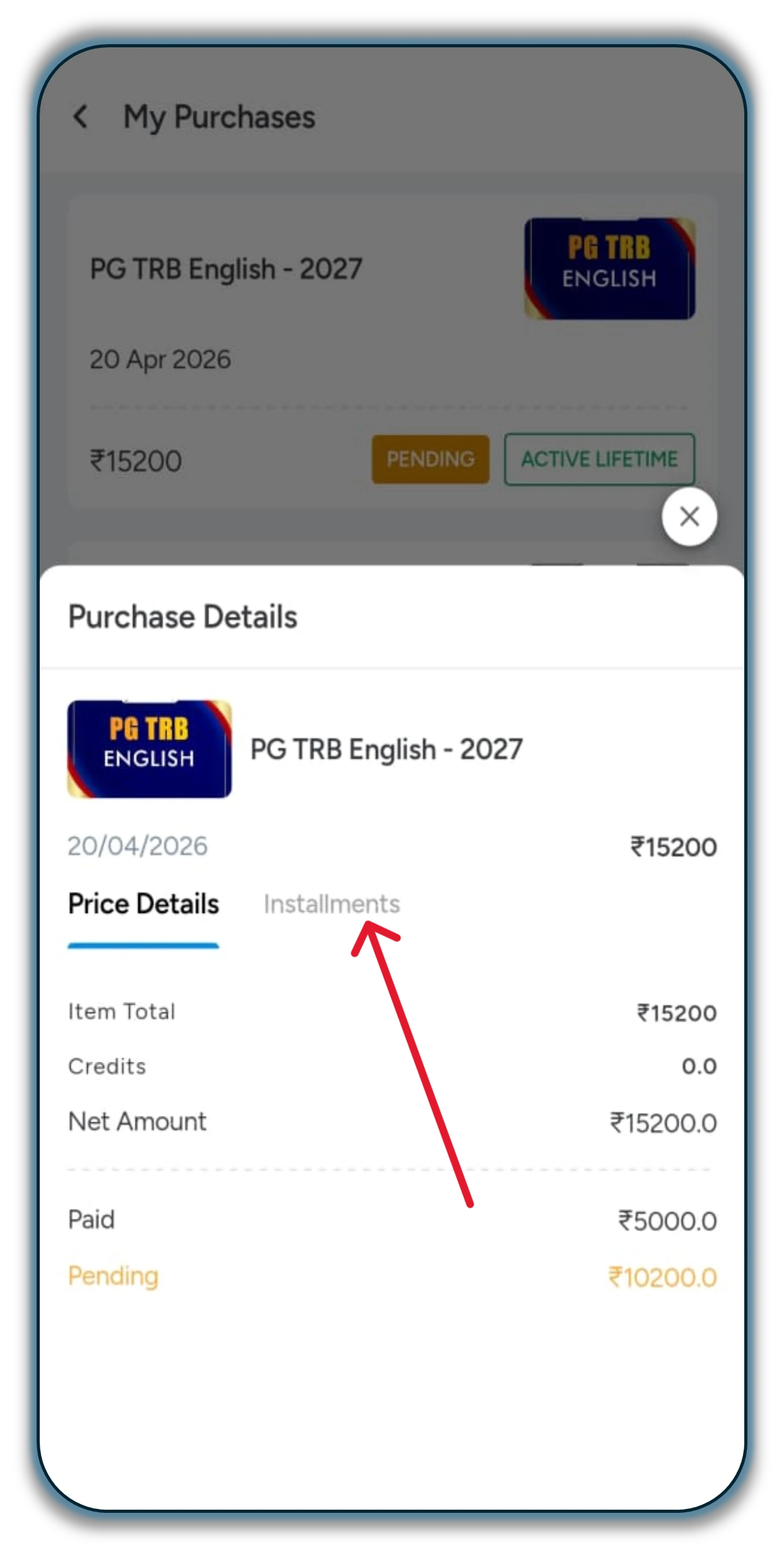 how to pay installment before payment on mobile