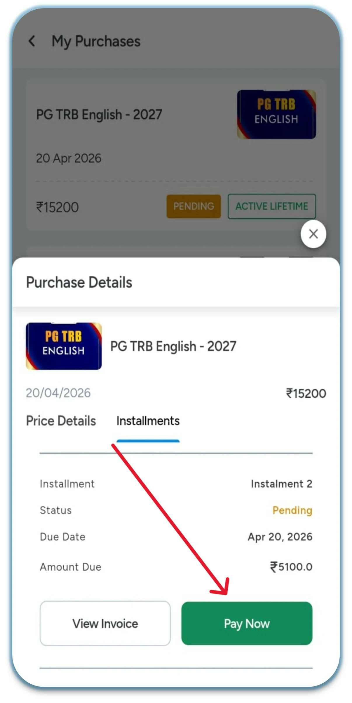 how to pay installment before payment on mobile