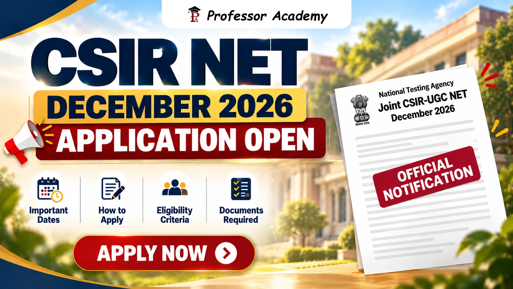 CSIR NET December 2026 Application and Exam Dates – Official NTA Notification
